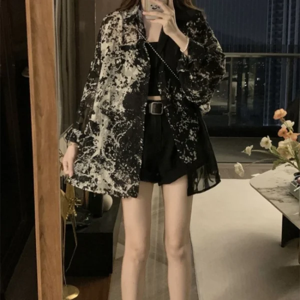 Long Sleeve Shirts Women Loose Tie Dye Gothic Streetwear All-match Casual Tops Students Blouses Vintage Fashion Design Spring - Image 3