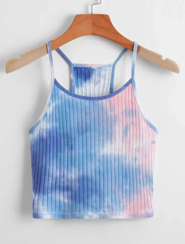Tie Dye Print Crop Camisole – Casual Summer Sleeveless Top for Women