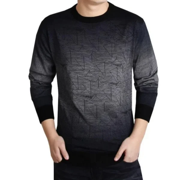 Fashion Gradient Tie Dye Autumn Men Long Sleeve T-Shirts Round Neck Knitting Tees Bottoming Shirt Thin Affordable Pullover Tops - Image 4