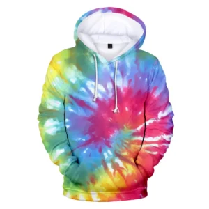 Unisex Colorful Tie-Dye 3D Print Hoodie – Streetwear Oversized Pullover