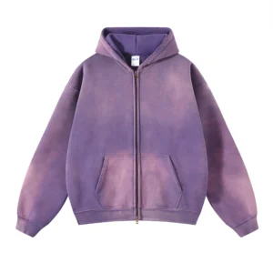 Unisex Oversized Tie-Dye Zip-Up Hoodie – Gradient Fleece Cardigan Sweatshirt (Autumn/Winter)