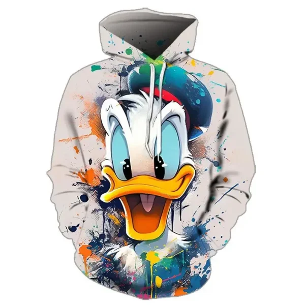 Neutral Cartoon Hoodie Autumn/Winter Tie Dye Color Disney Cute Donald Duck 2024 Fashion Sanlio Brand Print Clothing Women's/Men - Image 2