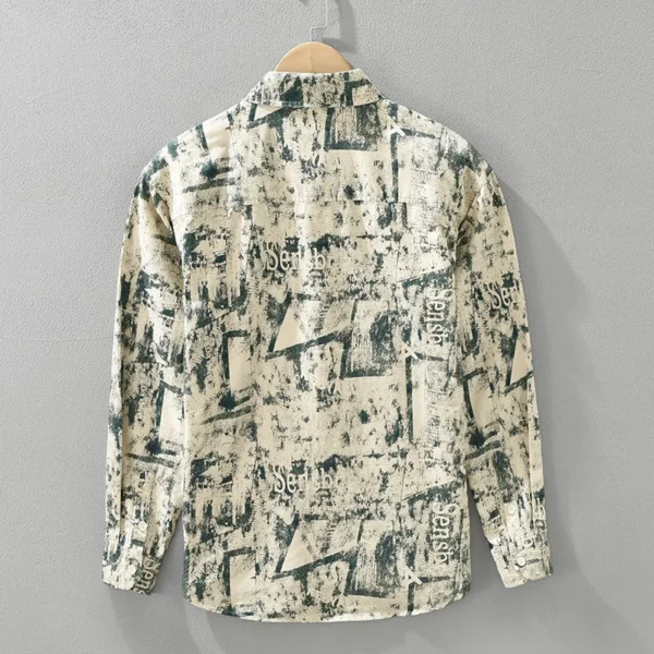 #4519 Tie Dye Printed Shirts Men Vintage Streetwear Hip Hop Shirts Male Long Sleeve Korean Style Cotton 100% Loose Men's Shirts - Image 2