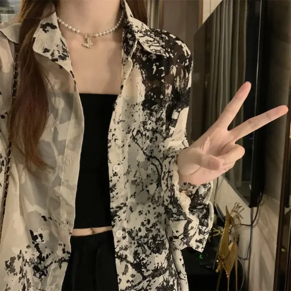 Long Sleeve Shirts Women Loose Tie Dye Gothic Streetwear All-match Casual Tops Students Blouses Vintage Fashion Design Spring - Image 6