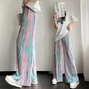 Women's Tie-Dye Pleated Wide-Leg Pants — High Waist, Flowy & Effortlessly Cool