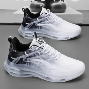 Men’s Summer Breathable Running Sneakers – Shock Absorption & Height Increasing Sports Shoes (Large Sizes Available)